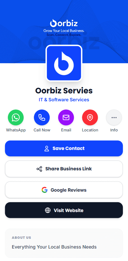 OorBiz Product Demo Profile Screen